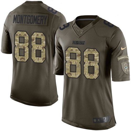 Men's Elite Ty Montgomery Nike Jersey Green - #88 Salute to Service NFL Green Bay Packers